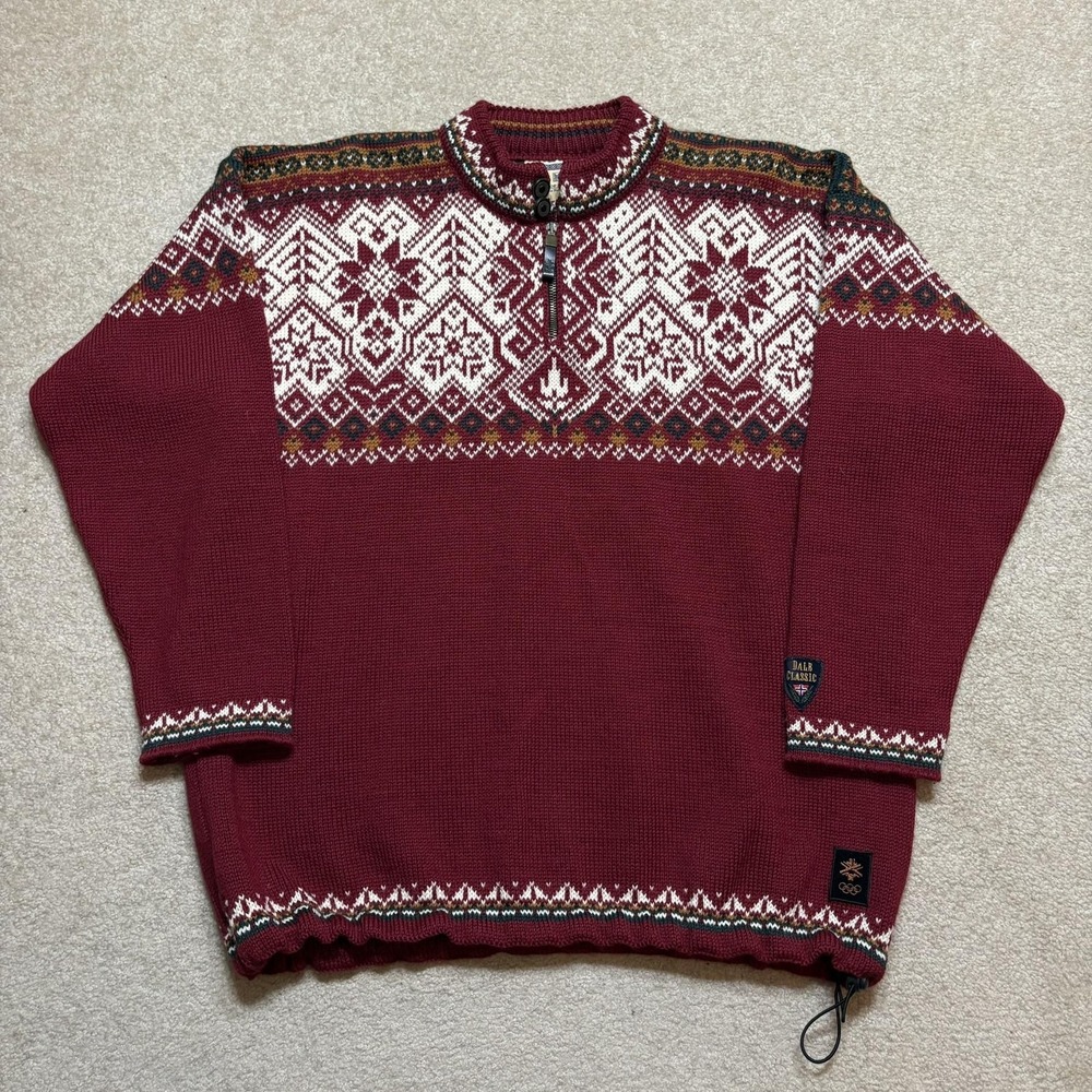 Vtg Dale of Norway Sweater Mens XL Red Salt Lake 2002 Olympics Wool Ski Nordic